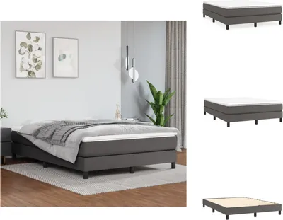 Produktbild von vidaXL Boxspringbett Grau 140x190 cm Kunstleder -  Betten & Bettgestelle