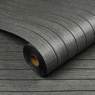 Produktbild von Selbstklebende Wandpaneele, Holzoptik, 3D-Wandverkleidung, Holzoptik für den Innenbereich, schwarz, 90 cm x 5 m, Holzpaneel, selbstklebende Tapete, Holzoptik, dunkelgrau, Lamellenwand, selbstklebend, Wohnzimmer, Büro