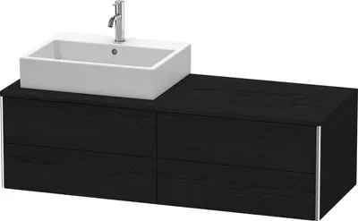 Image de Duravit XSquare Meuble sous-vasque sur console suspendu, 4 tiroirs, vasque à gauche, 1400x400x548mm, XS4913L1616