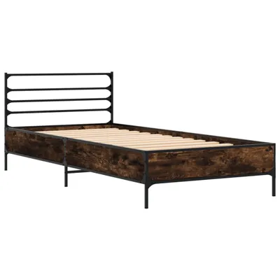 Produktbild von Bettgestell Räuchereiche 75x190 cm Holzwerkstoff und Metall