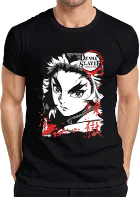Zdjęcie produktu dla Koszulka męska Demon Slayer Kimetsu no Yaiba Rengoku Fire Anime Gift, Czarny, M