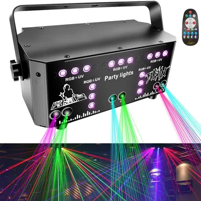 Produktbild von Discolicht Partylicht, LED RGB Licht, DJ Projektor Musikgesteuert, Fernbedienung USB-betrieben, Für KTV Familientreffen Hochzeit Geburtstag