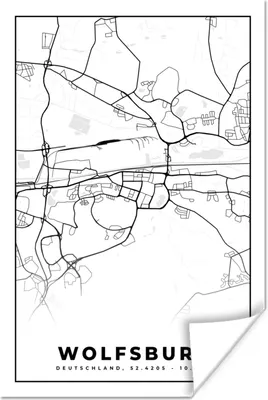 Produktbild von MuchoWow® Poster Wolfsburg - Karte - Stadtplan 40x60 cm - Plakate für die Wand - Poster Babyzimmer