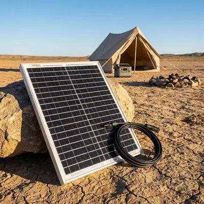 Produktbild von Premium 20 Watt Solarpanel mit MC4-komp.-Anschluss & 1,2m Kabel (DC auf MC4) - Solarmodul 40x35x2 cm mit stabilem Rahmen, 21,8V Spannung