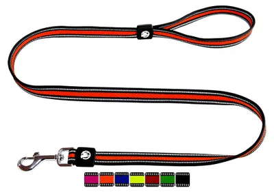 Produktbild von Reflektierende Airmesh Hundeleine - 120 cm, Trainingsleine mit gepolsterter Handschlaufe für alle Hundegrößen - M (Orange)