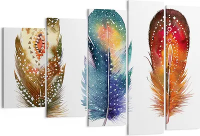 Produktbild von Bild auf Leinwand - Leinwandbild - 5 Teile - Feder Vogel Farbe - 150x100cm - Wand Bild - Wanddeko - Wandbilder - Leinwanddruck - Bilder - Wanddekoration - Leinwand bilder - Wandbild - EG150x100-4927