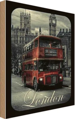 Produktbild von vianmo Holzschild 30x20 cm London Sightseeing Bus red England