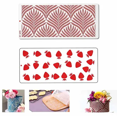 2er Set Kuchen-Fondant-Schablonen, Weizenmuster, 34,8 x 15 cm, weiß