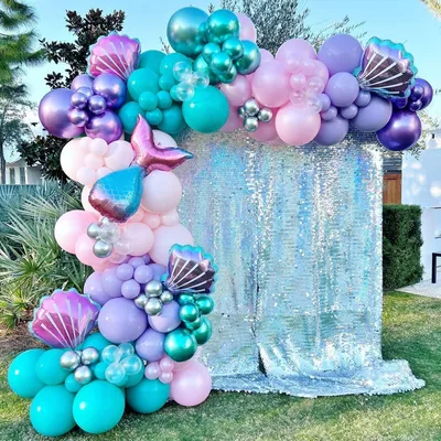 Image de Kit de guirlande de ballons sirène, 150 pièces, décoration pour fêtes, anniversaires et mariages
