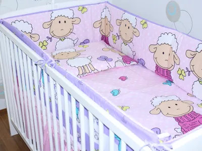Produktbild von PRIMAWELA Nestchen 420 cm Bettumrandung Babybett Baby Kinder Nest Kopfumrandung 20. Schaf Rosa