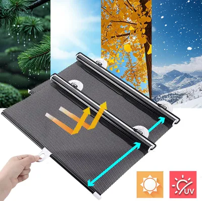 Produktbild von Set mit 2 einziehbaren Rollen, tragbar, mit Saugnapf, 58 x 125 cm, schwarz