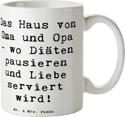 Produktbild von Mr. & Mrs. Panda Tasse Spruch Großelternliebe - Weiß - Geschenk, Weisheit, einzigartige Designs, Enkelkinder, Jubiläen, Liebe, Generationen, mit Motiv, Teetasse, Diät