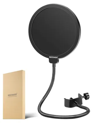 Produktbild von NEEWER Professioneller Mikrofon Popfilter kompatibel mit Blue Yeti und allen anderen Mikrofonen, zweilagiger Windschutz mit flexiblem 360 Grad Schwanenhalsclip Stabilisierungsarm