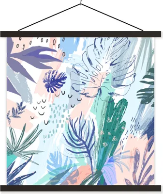 Produktbild von MuchoWow® Textilposter Sommer - Tropisch - Farbe 90x90 cm mit schwarzem Rahmen - Magnetisches