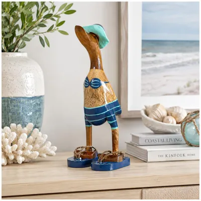 Produktbild von Dekoente Bikini-Berta Schnabelsonne aus Holz 25 cm Sommerliche Badeenten Deko