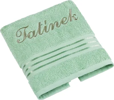 Zdjęcie produktu dla Ręcznik frotte z kolekcji Linie z haftem Tata - 50x100 cm - Zielony
