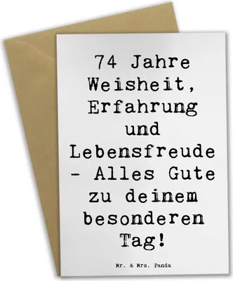 Produktbild von Mr. & Mrs. Panda Glückwunschkarte Spruch 74. Geburtstag - Weiß - Geschenk, weihnachtskarten, glückwunschkarten, osterkarten, 74 Jahre, Happy Birthday, Glückwünsche