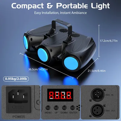 Immagine prodotto di Luci RGBW per DJ - Luci da palco DMX - 1 unità - 30 W - 192 LED - 23 effetti dinamici - Spina EU - Illuminazione professionale per palcoscenico