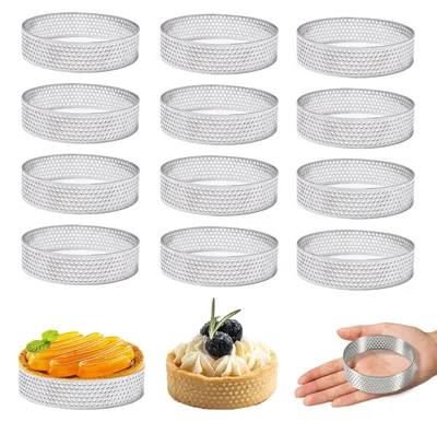 12er Set Tarteletteformen 6 cm Edelstahl mit Löchern