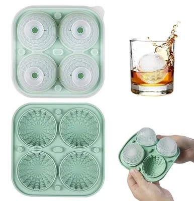 Silikon-Eiswürfelformen, 2 Stück, rund, BPA-frei, mit Deckel