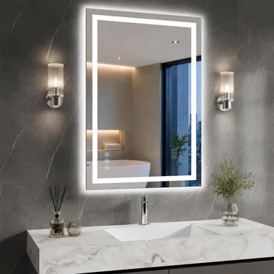 Immagine prodotto di Specchio da bagno illuminato, 60x80 cm, antiappannamento, grado di protezione IP65, dimmerabile, 3 tonalità di luce