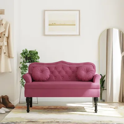 Immagine prodotto di Panchina con cuscini vidaXL, rosso vino, 120,5 x 65 x 75 cm, velluto
