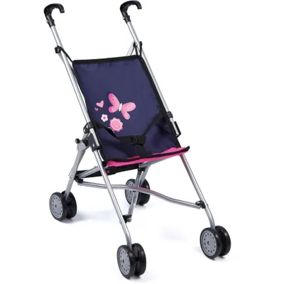 Productafbeelding van Bayer Design 30113AA - Poppenbuggy, opvouwbaar/uitklapbaar, met dubbele wielen, blauw/roze vlinderprint