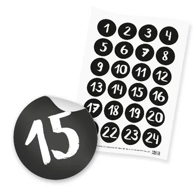 Produktbild von itenga 24x Zahlensticker Z30 1-24 Schwarz / Weiß