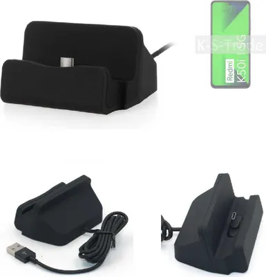 Produktbild von K-S-Trade Docking-Station kompatibel mit Xiaomi Redmi K50i 5G Ladestation Dock Ladegerät Docking Station Tischständer Ständer inkl. USB Typ C Kabel