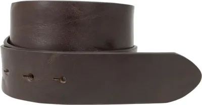 Productafbeelding van Leren Riem - Drukknop Riem - Broek Sluiten - Zonder Gesp - 4 cm Breed - Bruin