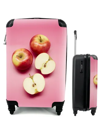 Produktbild von MuchoWow® Koffer Handgepäck Trolley Rollkoffer Kleine Reisekoffer mit 4 Rollen - Apfel - Obst - Rosa - Cabin Size < 55x40x23 cm & 55x40x20 cm - Fotokoffer - Kabinenkoffer - Boardgepäck - Reise-Box - Reisekoffer - Reisegepäck - Koffer mit Bild - Trolley für Kinder
