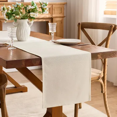 Productafbeelding van Tafelkleed – Tafeldoek – 220 x 30 cm – Tafelkleed van linnen-polyester – Wasbaar tafelkleed – Tafeltextiel – Kersttafelkleed – Beige