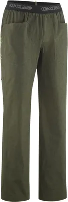 "Me Legacy Pants" von Edelrid in Olivgrün; mit zwei seitlichen Taschen; für Herren; geeignet zum Klettern und Bouldern.