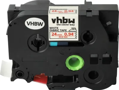 Produktbild von vhbw Schriftband-Kassette kompatibel mit Brother PT E500, E500VP, E550W, E550WVP Etiketten-Drucker 3m x 24mm Rot auf Weiß, Kunststoff, Aufbügelband