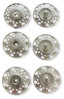Metall-Druckknöpfe, rund, 27 mm, hellsilber, 3 Stück