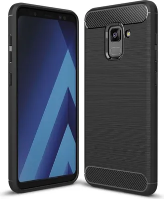 Zdjęcie produktu dla Samsung Galaxy A8 Plus 2018 TPU Case Carbon Fibre Optics Brushed Protective Cover Czarny