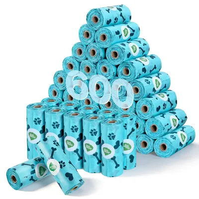 Obrázek produktu pro 600 kusů sáčků na exkrementy pro psy, včetně dávkovače a silných, nepropustných sáčků