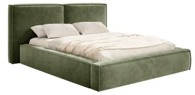 Produktbild von Selsey Tilves – Polsterbett 140x200 mit Bettkasten, Lattenrost, Velours, olivgrün