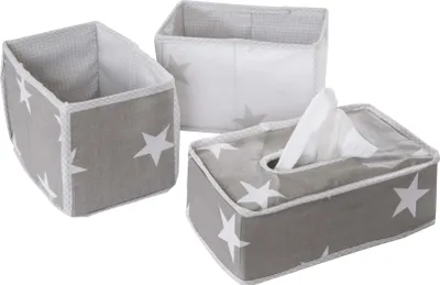Produktbild von roba Pflege Organiser Set 'Little Stars', 3-tlg, 2 Boxen für Windeln & Wickelzubehör, 1 Dekobox