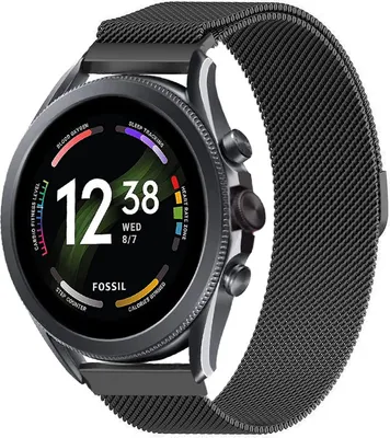 Produktbild von Strap-it Milanese - Kompatibel mit Fossil Gen 6Armband 44mm Fossil uhrenarmband Fossil ersatzarmband Edelstahl für Smartwatch 22mm Armband Schwarz22mm