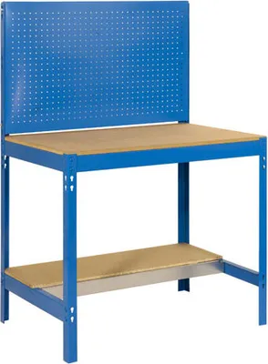 Produktbild von PROREGAL Werkbank BUFFALO mit Werkzeugwand | HxBxT 84x150x61cm | Traglast 600kg | Blau