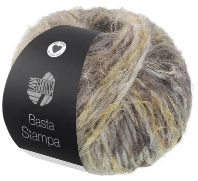 Produktbild von Lana Grossa BASTA STAMPA 50 g Garn im Fake Fur Look, locker verzwirnt 100 m Farbe 208 - Silbergrau/Hellgrau/Grau/Vanille