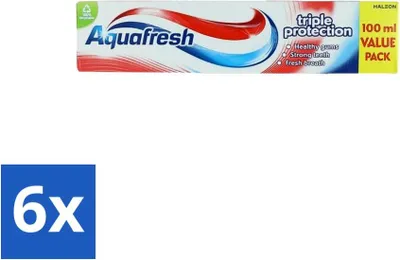 Produktbild von Aquafresh Zahnpasta Dreifachschutz Starke Zähne & Gesundes Zahnfleisch 100 ml - Vorteilspack - 6 Stücke