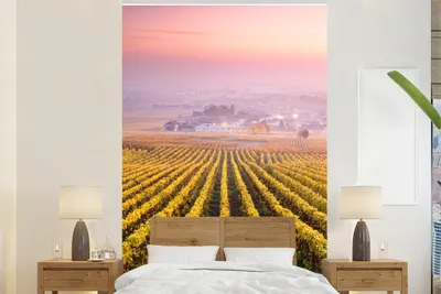 Produktbild von MuchoWow® Fototapete für Wohnzimmer oder Schlafzimmer Wandtapete Vinyl Motivtapete Frankreich - Weinberg - Stadt - 195x300 cm - Das Hintergrundbild