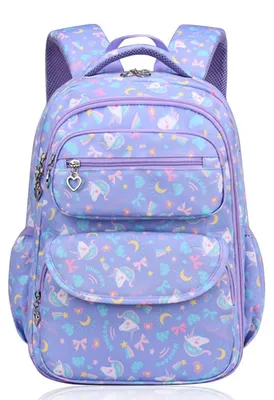 Productafbeelding van Rugzak voor kinderen, geschikt voor de basisschool, lichtgewicht, waterdicht, ademend, marineblauw, paars
