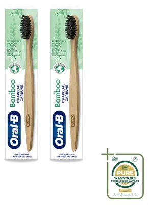 Obrázek produktu pro 2 ks zubních kartáčků Oral-B Bamboo s aktivním uhlím – balení