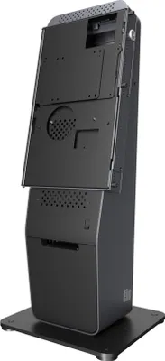 Imagen del producto de Soporte de mostrador para terminales de autoservicio Elo Wallaby Pro, compatible con pantallas de 22" a 27", color /plateado. Ideal para sistemas de punto de venta (POS)