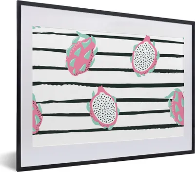 Produktbild von MuchoWow® Gerahmtes Poster Sommer - Obst - Streifen 40x30 cm - Poster mit Schwarzem Bilderrahmen Wandposter Rahmen Foto Bilder - Bilderrahmen - Poster im Rahmen