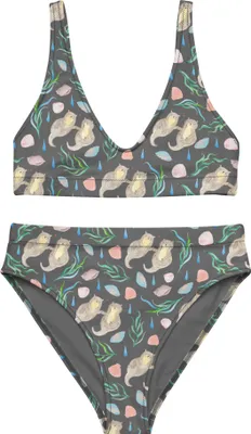 Produktbild von Mr. & Mrs. Panda Bikini Otterliebe Design Größe L - Weiß - Geschenk, Muscheln, Maritim, Otter, Bademode, Beach, Zweiteiler, High Waist, Meer, Bikinioberteil, Bikinihose