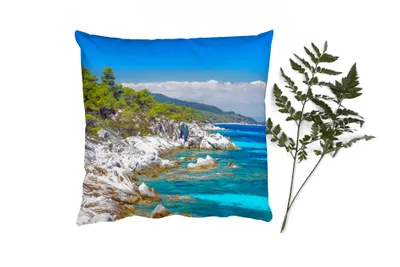 Produktbild von MuchoWow® Zierkissen Sofakissen Wohnzimmer Dekokissen 40x40 cm Meer - Sommer - Tropisch - Foto Kissen - Schlafzimmer Dekoration